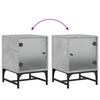 vidaXL Bedside Cabinet with Glass Door Concrete Grey 35x37x50 cm