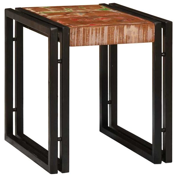vidaXL Nesting Table 3 pcs Brown and black Solid reclaimed wood
