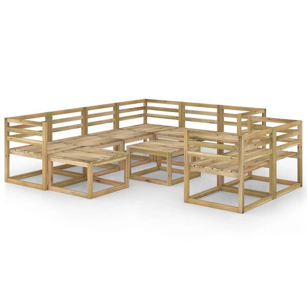 vidaXL 10 Piece Garden Lounge Set Green Impregnated Pinewood