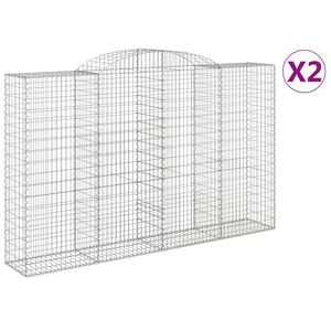 vidaXL Arched Gabion Baskets 2 pcs 300x50x180/200 cm Galvanised Iron