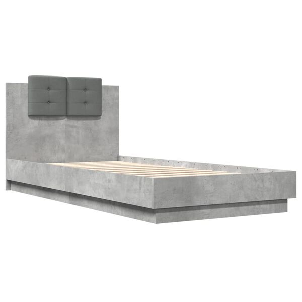 vidaXL Bed Frame with LED without Mattress Concrete Grey 100x200 cm