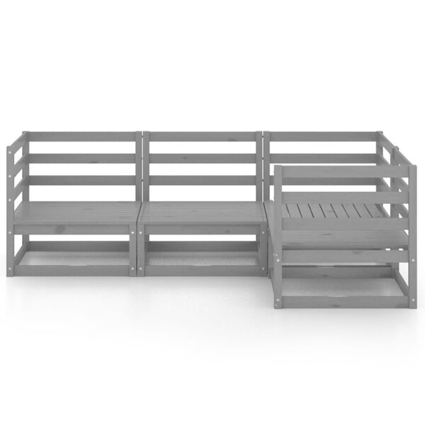 vidaXL 4 Piece Garden Lounge Set Grey Solid Wood Pine