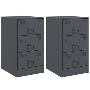 vidaXL Bedside Cabinets 2 pcs Anthracite 34.5x39x62 cm Steel