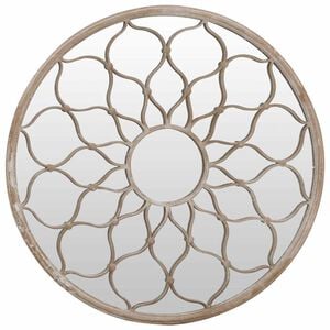 vidaXL Mirror | Sand | Iron, Glass | Medium | Decorative Inlays | Mirror | Round