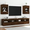 vidaXL TV Wall Cabinet with LED Lights Brown Oak 40x30x60.5 cm