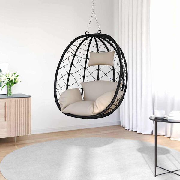vidaXL Hanging Egg Chair Folding Taupe 91.5 x 60 x 110 cm Poly Rattan