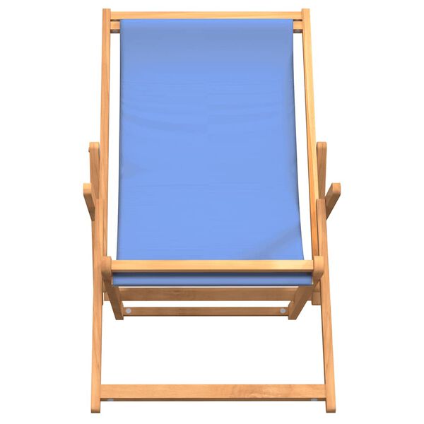 vidaXL Folding Beach Chair Solid Wood Teak Blue