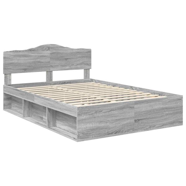 vidaXL Bed Frame Grey Sonoma 140 x 200 cm Solid Pine Wood