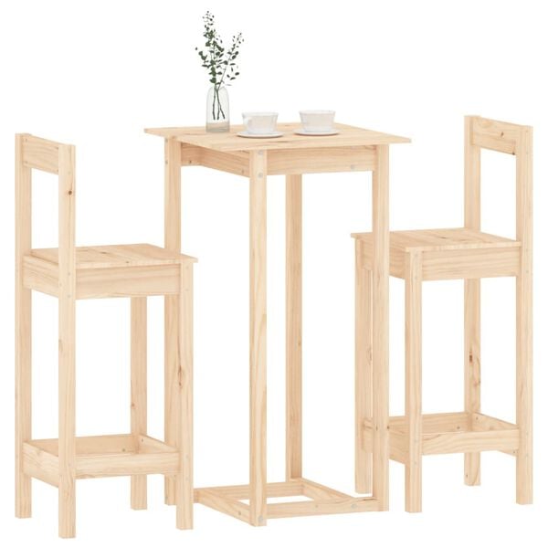 vidaXL 3 Piece Bar Set Solid Wood Pine
