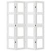vidaXL Room Divider 4 Panels White Solid Wood Paulownia