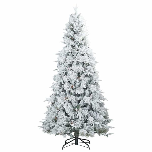 vidaXL Artificial Hinged Christmas Tree Snow Flocked White 210 cm