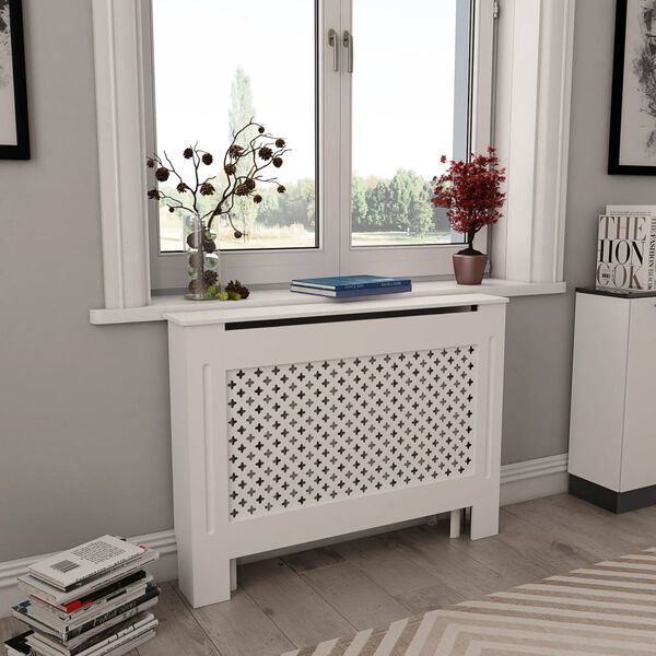 vidaXL Radiator Cover White 112x19x81.5 cm MDF