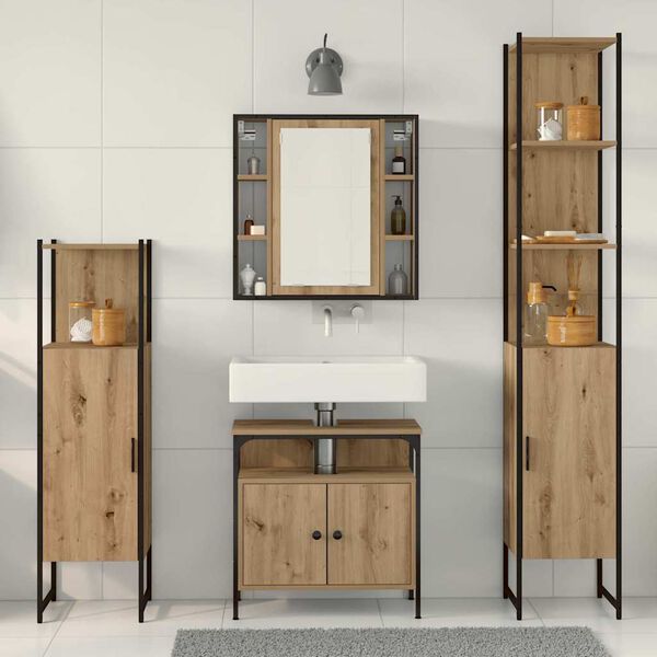 vidaXL Bathroom Furniture Set 4 pcs Artisan Oak Engineered Wood
