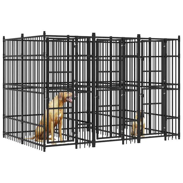 vidaXL Outdoor Dog Kennel Steel 5.53 m&sup2;