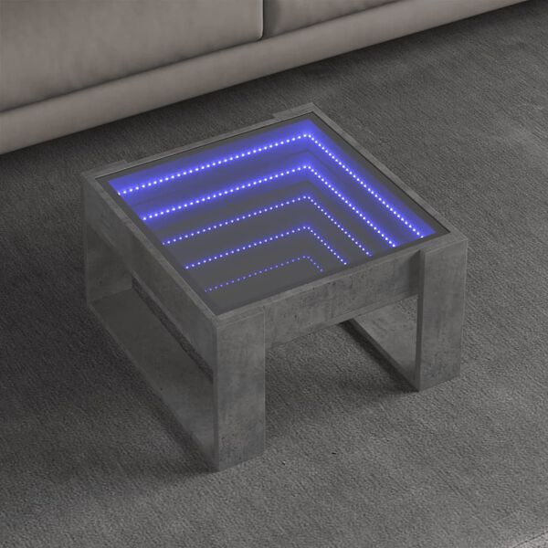 vidaXL Coffee Table with Infinity LED Concrete Grey 50x53x30 cm