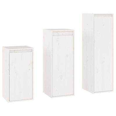 vidaXL TV Cabinets 3 pcs White Solid Wood Pine