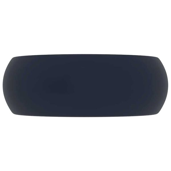 vidaXL Luxury Wash Basin Round Matt Dark Blue 40x15 cm Ceramic