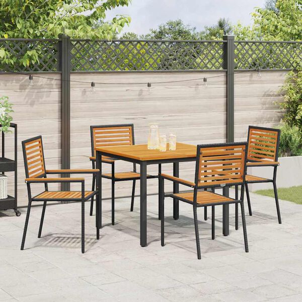 vidaXL Garden Dining Set 5 pcs Black and Brown Poly Rattan