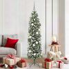 vidaXL Artificial Slim Christmas Tree Green and White 180 cm