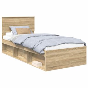 vidaXL Bed Frame with Headboard Sonoma 90 x 190 cm Engineered wood