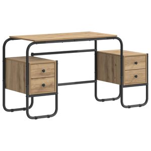 vidaXL Desk with Storage Artisan Oak 145 x 50 x 75 cm