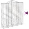 vidaXL Arched Gabion Baskets 8 pcs 200x50x200/220 cm Galvanised Iron