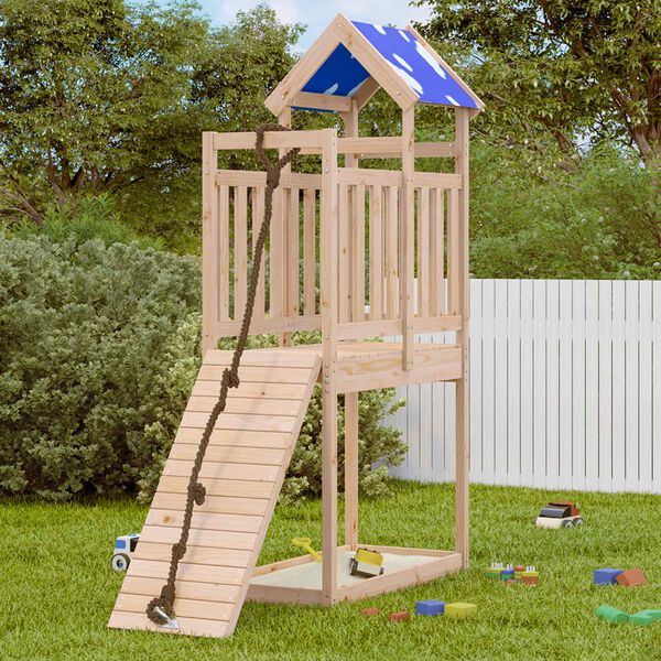 vidaXL Play Tower Brown 52.5 x 110.5 x 215 cm Solid Pine Wood