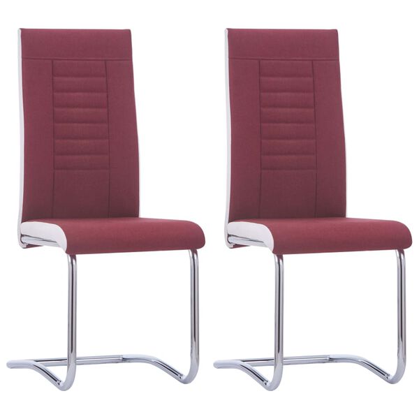 vidaXL Cantilever Dining Chairs 2 pcs Wine Red Fabric