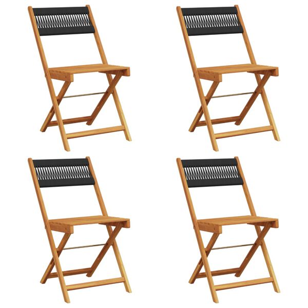 vidaXL Folding Garden Chairs 4 pcs Black Solid Wood Acacia