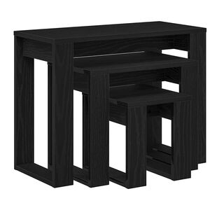 vidaXL Nesting Tables 3 pcs Black Oak 61 x 28 x 47 cm Engineered Wood