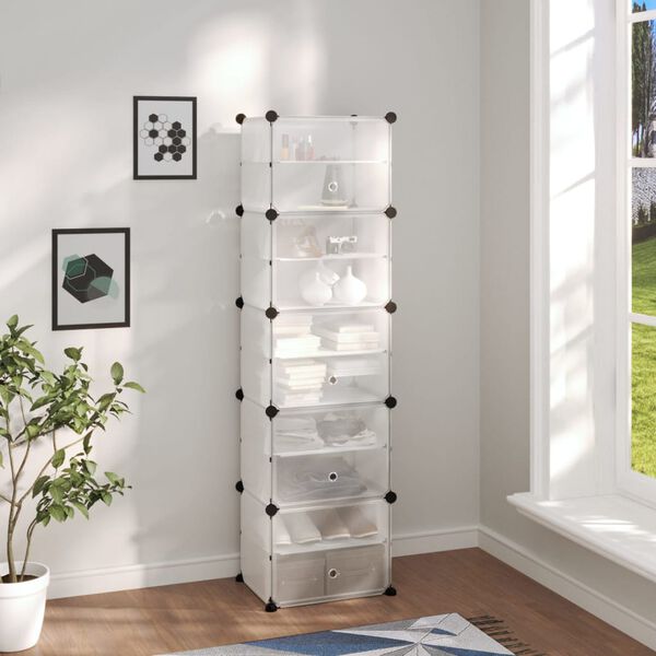 vidaXL Shoe Rack Transparent 44x31.5x153.5 cm PP