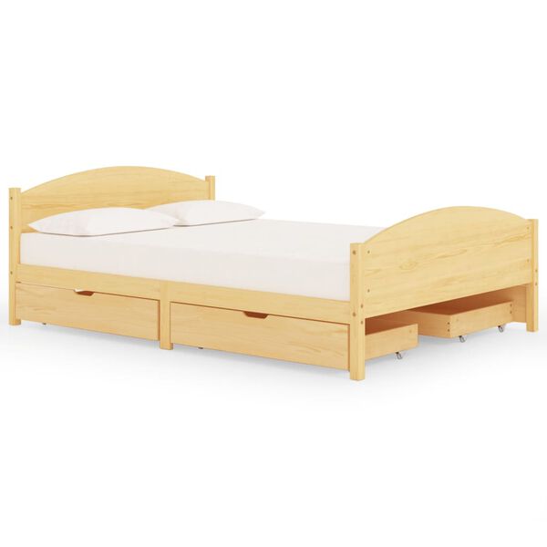 vidaXL Bed Frame without Mattress with 4 Drawers Solid Wood 160x200 cm