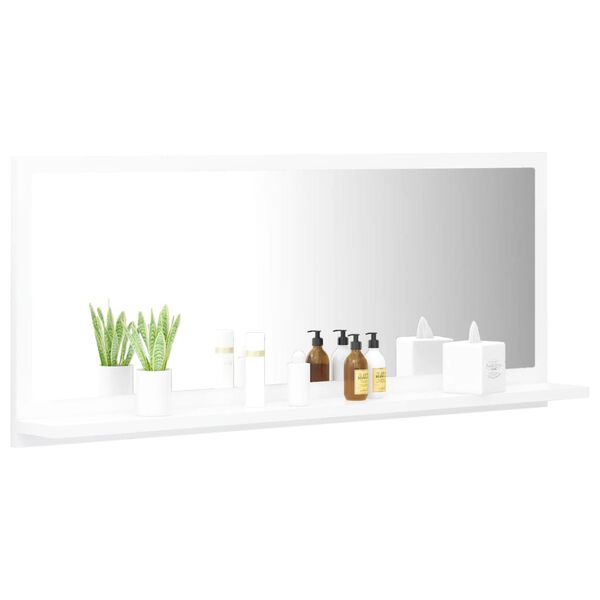 vidaXL Bathroom Mirror High Gloss White 90x10.5x37 cm Engineered Wood