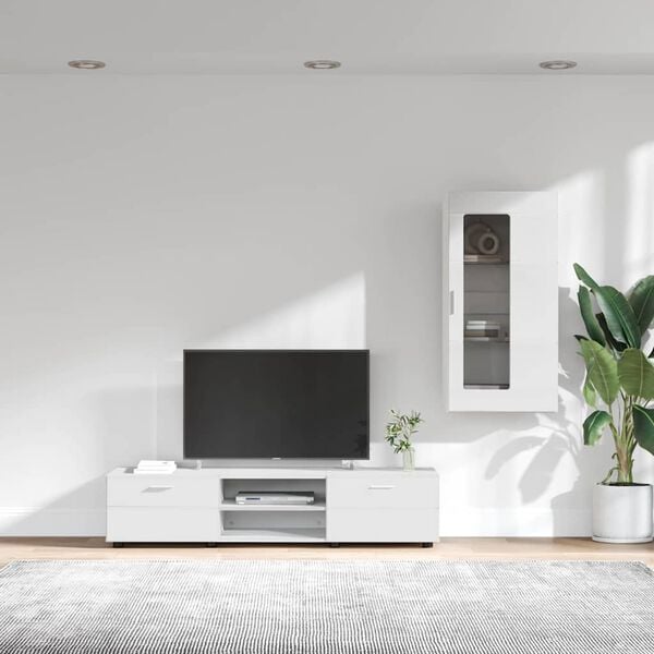 vidaXL TV Cabinet Set with Drawer with Shelf White Engineered Wood