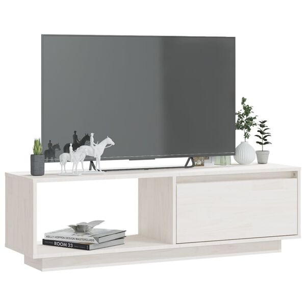 vidaXL TV Cabinet White 110x30x33.5 cm Solid Pinewood