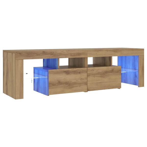 vidaXL TV Cabinet with LED Lights Artisan Oak 140x36.5x40 cm Engineered Wood