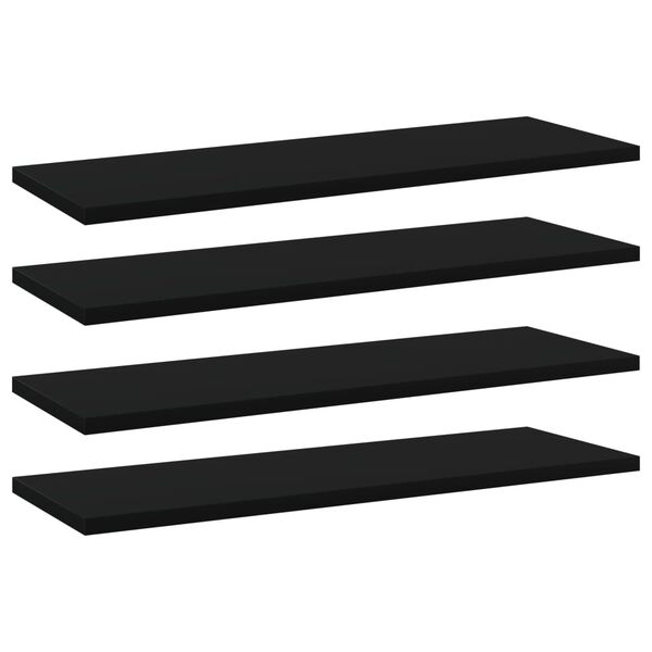 vidaXL Bookshelf Boards 4 pcs Black 60x20x1.5 cm Engineered Wood