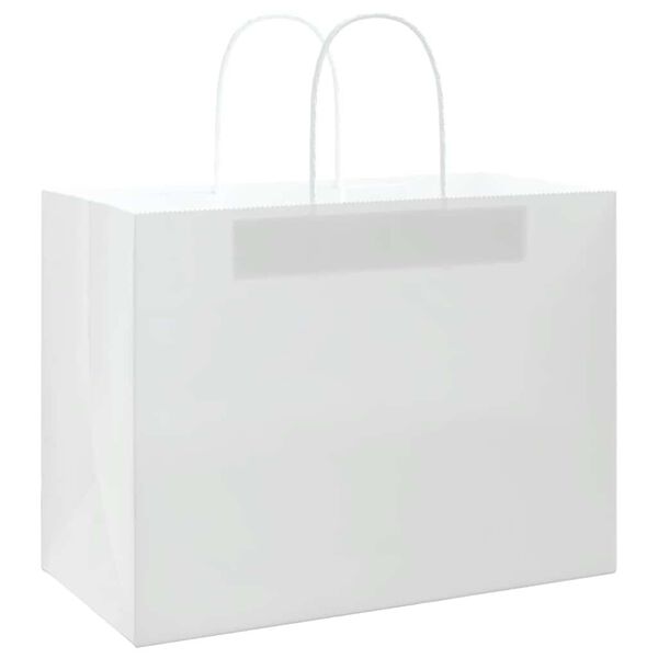 vidaXL Paper Bags 50 pcs with Handles White 32x17x25 cm