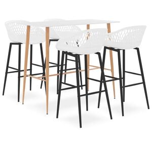 vidaXL Bar Set | White | MDF, PP, Metal | 1.2m table | Ergonomic | Bar Set