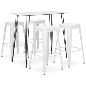 vidaXL Bar Set | White, black | MDF, painted metal | Standard | Stackable