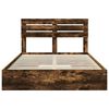 vidaXL Storage Bed with Drawer Smoked Oak 160 x 200 cm Engineered Wood