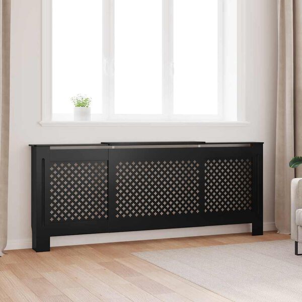 vidaXL MDF Radiator Cover Black 205 cm