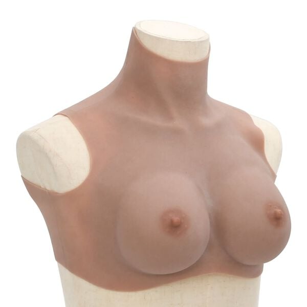 vidaXL Silicone Breastplate Tan D Cup
