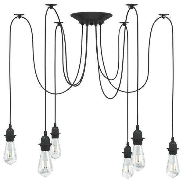 vidaXL Pendant Lamp with 6 Lamp Holders E27 Black Metal