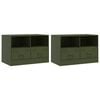 vidaXL TV Cabinets 2 pcs Olive Green 67x39x44 cm Steel