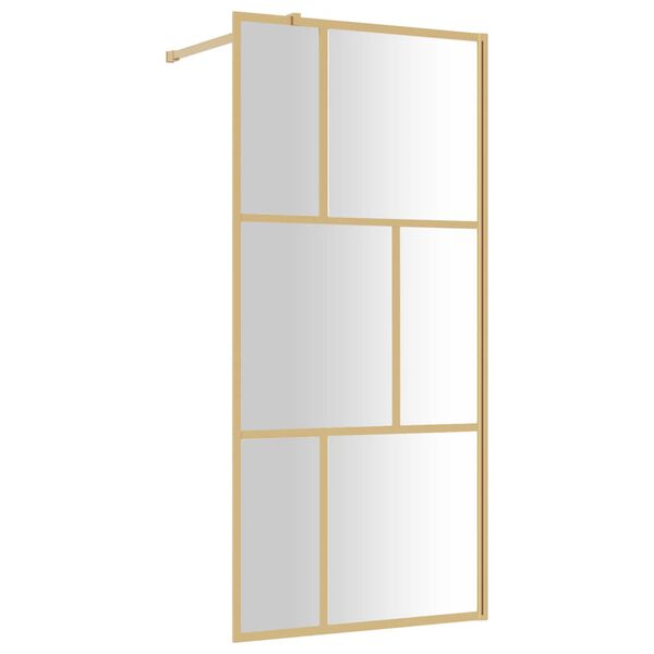 vidaXL Walk-in Shower Wall with Clear ESG Glass Gold 90x195 cm