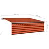 vidaXL Manual Retractable Awning with Blind&LED 4x3m Orange&Brown