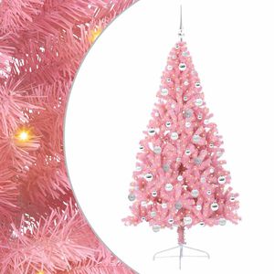 vidaXL Artificial Pre-lit Christmas Tree with 300 LEDs Pink 180 cm PVC
