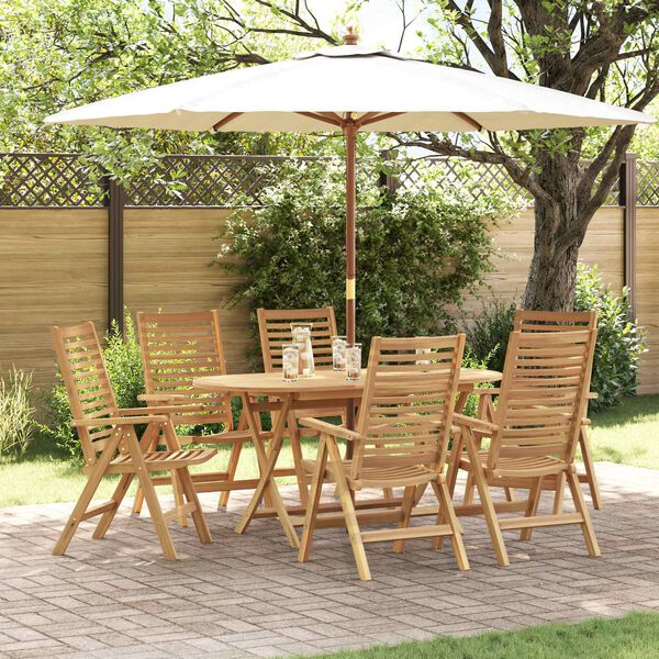 vidaXL Garden Dining Set 7 pcs Brown Solid Teak Wood