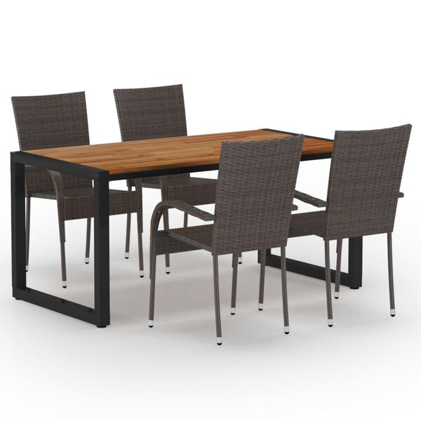 vidaXL 5 Piece Garden Dining Set Brown